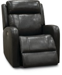 Gray Leather-Match Power Swivel Glider Recliner - Blair