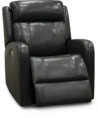 Gray Leather-Match Power Swivel Glider Recliner - Blair