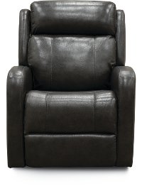 Gray Leather-Match Power Swivel Glider Recliner - Blair-2