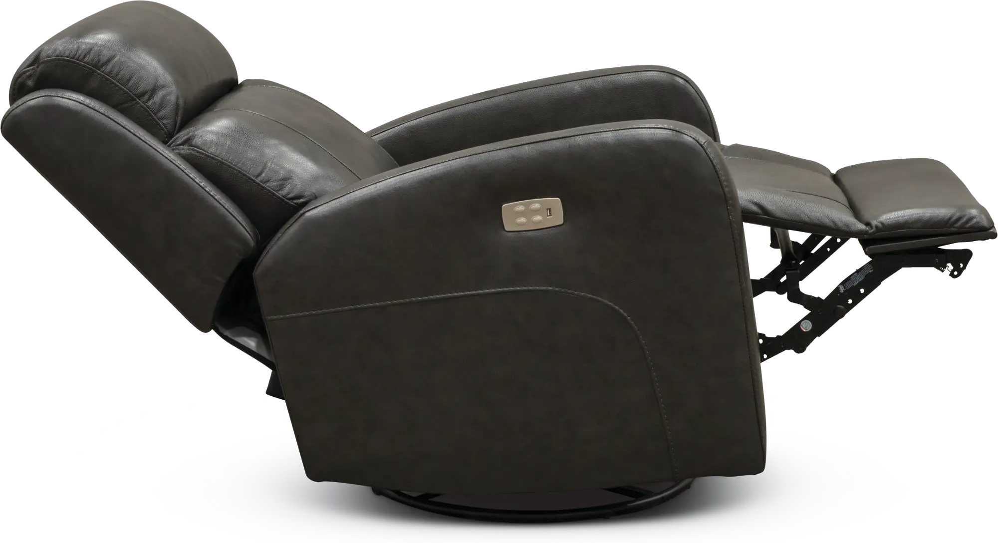 Gray Leather-Match Power Swivel Glider Recliner - Blair-3