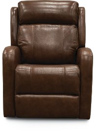 Brown Leather-Match Power Swivel Glider Recliner - Blair