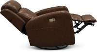 Brown Leather-Match Power Swivel Glider Recliner - Blair-3