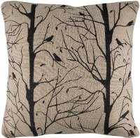 Black Birds On A Tree Jute Throw Pillow