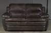 Casual Contemporary Dark Brown Leather Loveseat - Plano-2