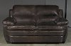 Clearance Casual Contemporary Dark Brown Leather Loveseat - Plano