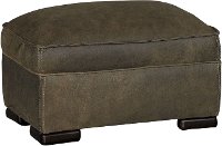 Casual Classic Brown Leather Ottoman - Modena