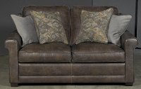 Casual Classic Stone Brown Leather Loveseat - Crafton