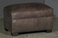 Casual Classic Stone Brown Leather Ottoman - Crafton