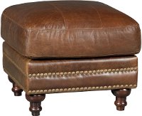 Classic Traditional Brown Leather Ottoman - Butler
