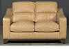 Clearance Contemporary Pecan Brown Leather Loveseat - Mutual