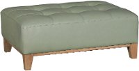 Contemporary Aqua Green Leather Ottoman - Interstellar