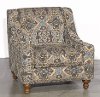 Casual Traditional Saddle Brown & Blue Accent Chair - Robin Egg