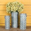 Clearance 15 Inch Metal Cylinder Olive Bucket with Handles