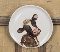 Cow Bust Dolomite Plate