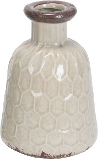 Antique Cream Textured Ceramic Vase
