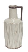 Antique Cream Ceramic Vase with Handle