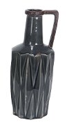 Gray Blue Ceramic Vase with Handle