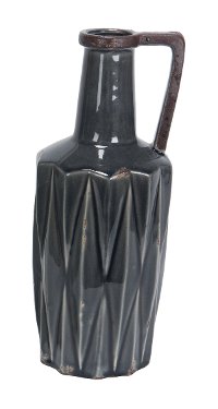 Gray Blue Ceramic Vase with Handle