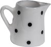 Aluminum Milk Jug with a White Enamel Finish and Polka Dots