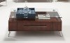 Modern Glass Top and Wood Coffee Table - Studio City