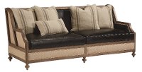 Magnolia Home Furniture Ivory & Saddle Black Leather Sofa - Foundation