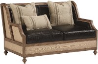 Magnolia Home Furniture Ivory & Black Leather Loveseat - Foundation