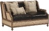Magnolia Home Furniture Ivory & Saddle Black Leather Loveseat - Foundation