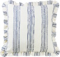 Navy Stripe Ticking Euro Sham with Ruffle