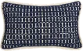 Navy Blue and White Rope Embroidery Throw Pillow