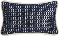 Navy Blue and White Rope Embroidery Throw Pillow