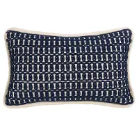 Navy Blue and White Rope Embroidery Throw Pillow