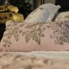 White Ruffled Embroidered Bird and Floral Throw Pillow-2