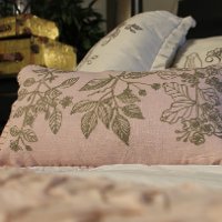 White Ruffled Embroidered Bird and Floral Throw Pillow-2