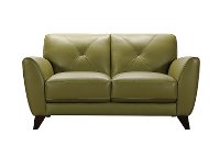 Modern Green Leather Loveseat - Colours
