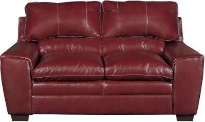 Casual Contemporary Cinnamon Red Loveseat - Caruso