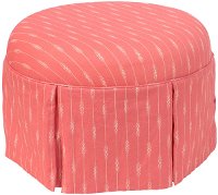 286SKSPRSTRCRLOGA Sprint Stripe Coral Round Skirted Ottoman