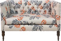 3006MDFLRORNOGA Mod Floral Orange Tufted Settee