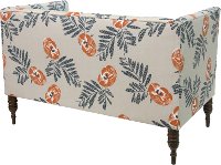 3006MDFLRORNOGA Mod Floral Orange Tufted Settee-3