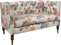 3006MDFLRORNOGA Mod Floral Orange Tufted Settee-5