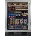 UC-24BG/S/PH-LH Sub-Zero 24 Inch Under Counter Beverage Refrigerator - Left Hinge, Stainless Steel, Glass Door, Professional Handle