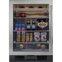 Sub-Zero 24 Inch Under Counter Beverage Refrigerator - Left Hinge, Stainless Steel, Glass Door, Professional Handle