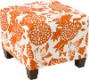57-2GRDBRDORNOGA Garden Bird Orange Square Ottoman