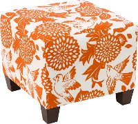 57-2GRDBRDORNOGA Garden Bird Orange Square Ottoman