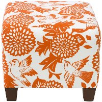 57-2GRDBRDORNOGA Garden Bird Orange Square Ottoman-2