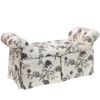747SKSHNINKOGA Shaana Ink Skirted Queen Anne Bench