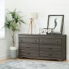 10303 Vintage Gray Maple 6 Drawer Double Dresser