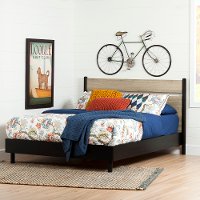 10530 Rustic Oak Platform Bed with Headboard - Morice