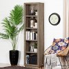 10481 Weathered Oak 5 Shelf Narrow Bookcase - Kanji