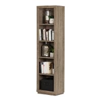 10481 Weathered Oak 5 Shelf Narrow Bookcase - Kanji -5