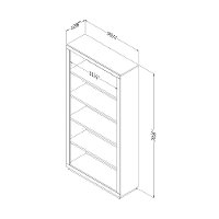 10482 Weathered Oak 5 Shelf Bookcase - Kanji -3